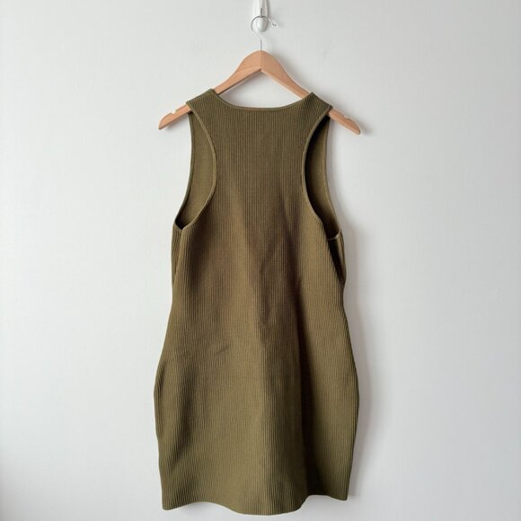 Aritzia Babaton Sculpt Racer Knit Mini Dress Fern Olive Green Size XL - Picture 4 of 6